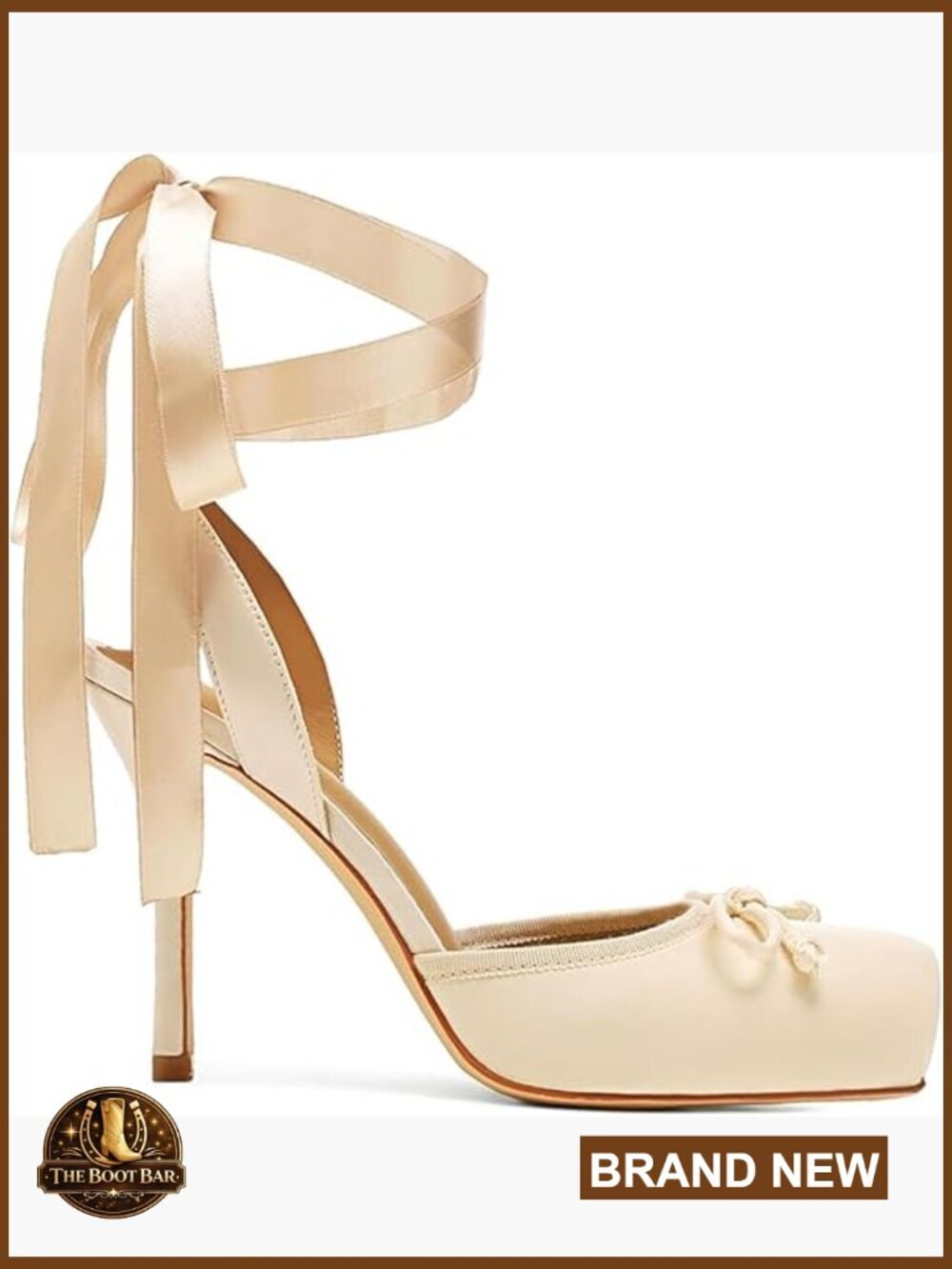 Satin Ballet Heels Lace Up Stiletto Square Toe Bow Slingback Pumps Women